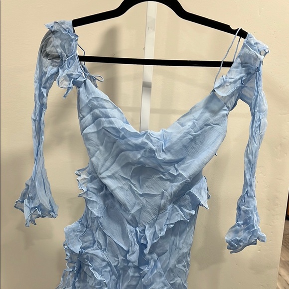 Shona Joy Layla Long Sleeve Ruffle Mini Dress in Sky - Picture 3 of 9